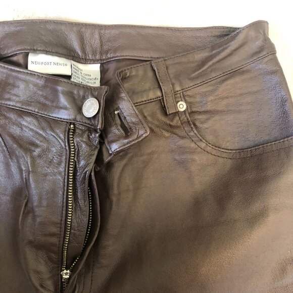 Women's 100% Leather Pants Brown - Picture 4 of 7